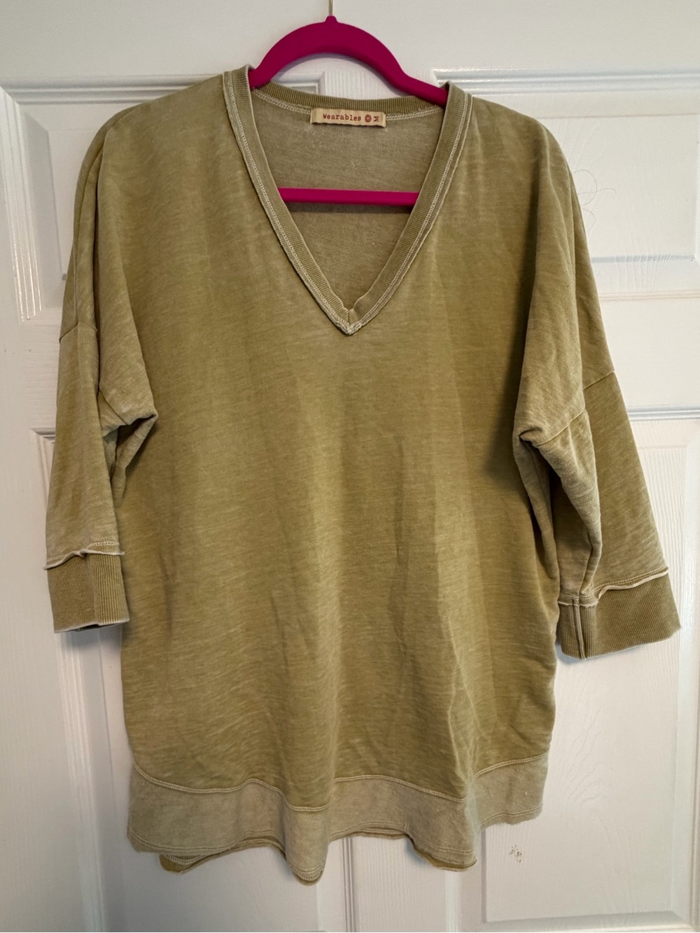 XCVI Wearables Fira 3/4 Top in Light Olive Green - Picture 2 of 2